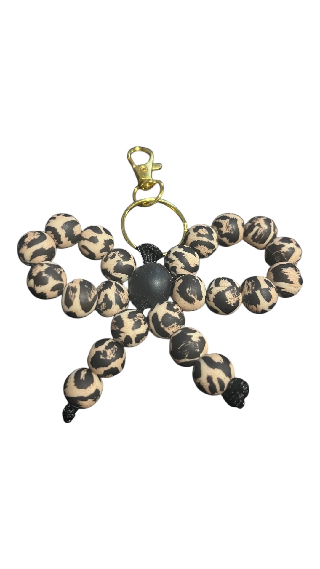 Leopard silicone bead bow