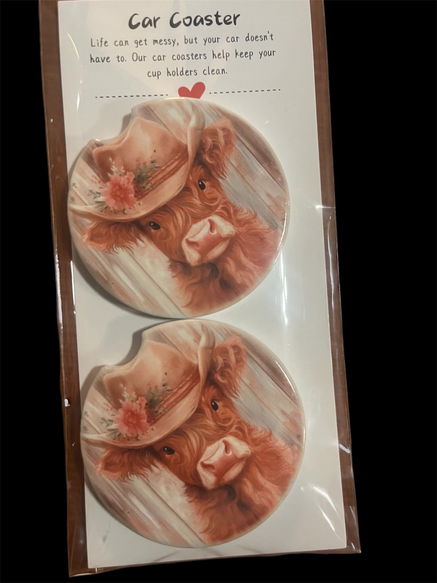 Highland cow car coaster