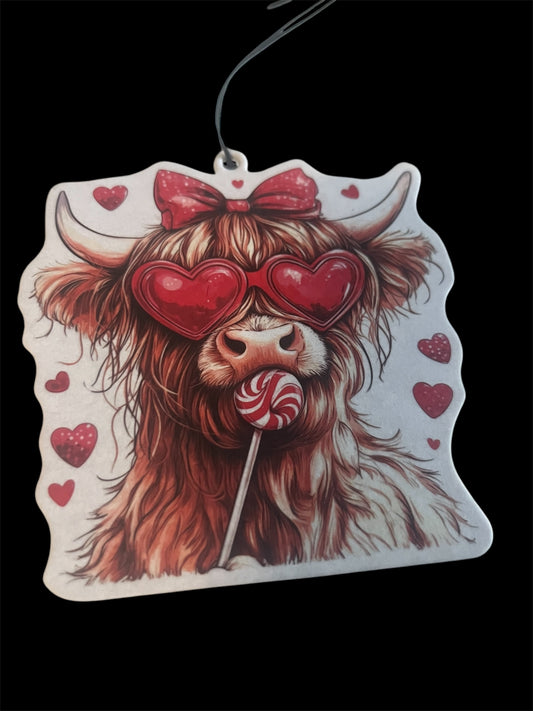 Heart cow cardboard freshie